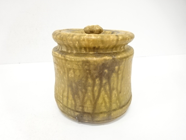  紀州焼　二代　寒川栖豊造　灰被　水指(十二代尋牛斎書付)(銘：布袋)